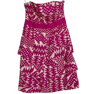 Banana Republic Factory Tiered, Strapless Pink/White Dress, size 4